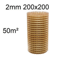 Siatka kompozytowa zbrojeniowa fi 2 mm oczko 200x200 mm 50m2